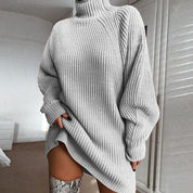 Pull long Lilia oversize col montant & manches extra-longues hiver cosy