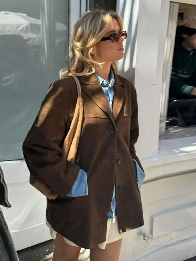 Veste femme automne Zara – veste élégante style suédine avec coupe flatteuse
