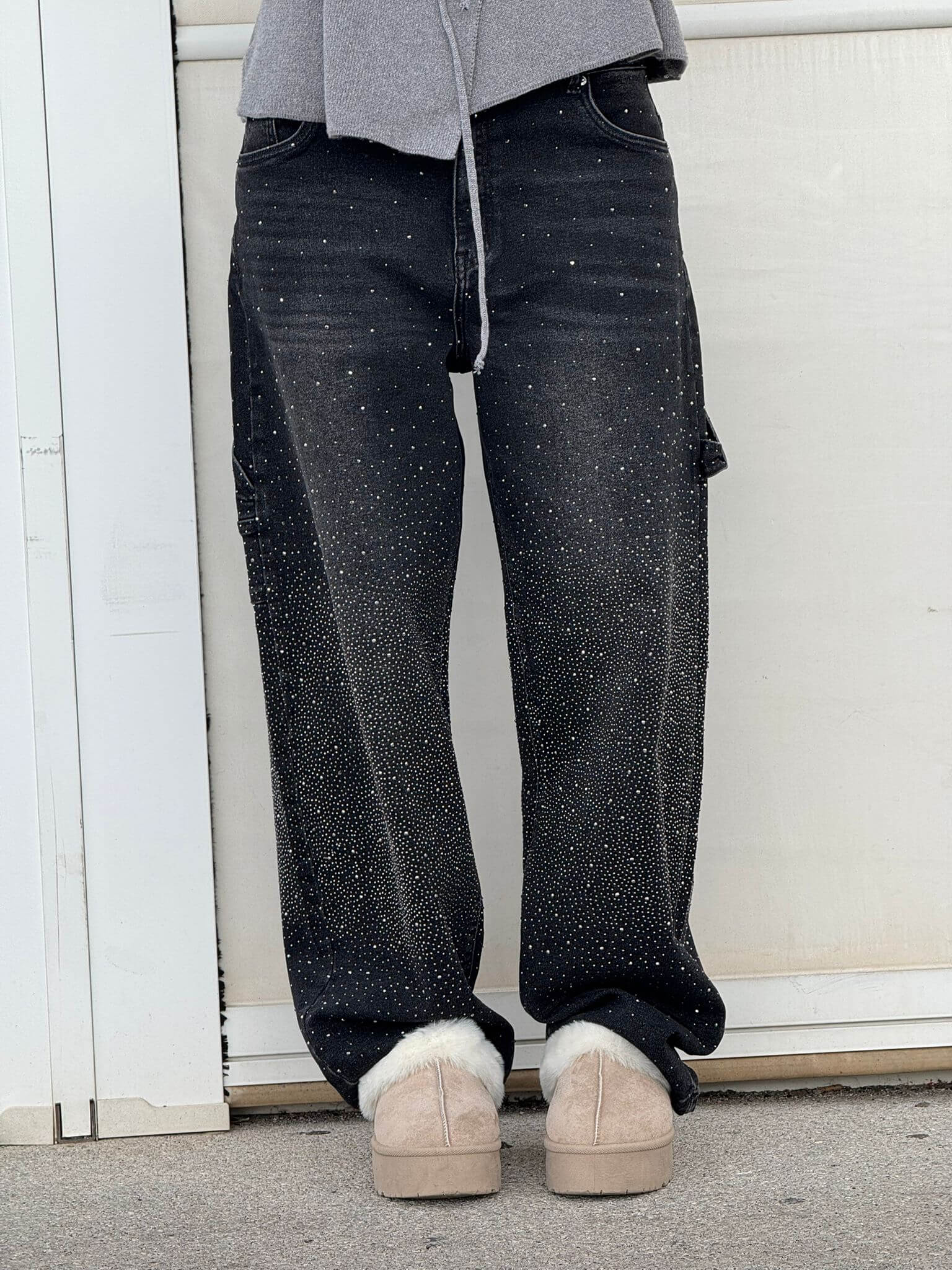 Jeans skinny stretch femme avec éclats brillants – “Belle Sparkle”