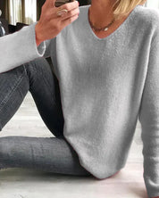 Pull femme Jacobs – pull uni en coton doux à col V & coupe décontractée
