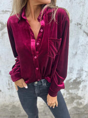 Chemisier femme Fleur en velours – blouse élégante à la brillance douce et coupe raffinée