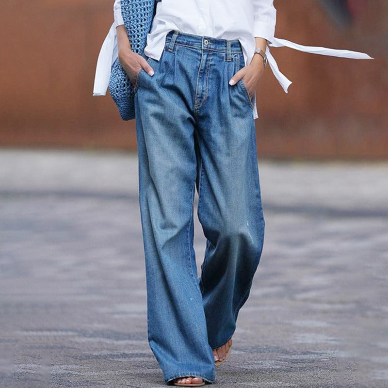 Jeans femme ample en denim haut de gamme – confort & style