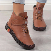 Chaussures femme Leah – chaussures hautes en cuir avec lacets & sangle velcro orthopédiques
