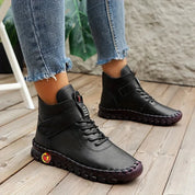 Chaussures femme Leah – chaussures hautes en cuir avec lacets & sangle velcro orthopédiques