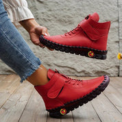 Chaussures femme Leah – chaussures hautes en cuir avec lacets & sangle velcro orthopédiques