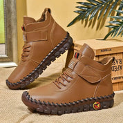 Chaussures femme Leah – chaussures hautes en cuir avec lacets & sangle velcro orthopédiques