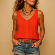 Top Yara femme – débardeur d’été à col V & coupe ample légère