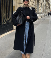 Manteau femme Inka – long manteau oversize en laine mélangée à double boutonnage