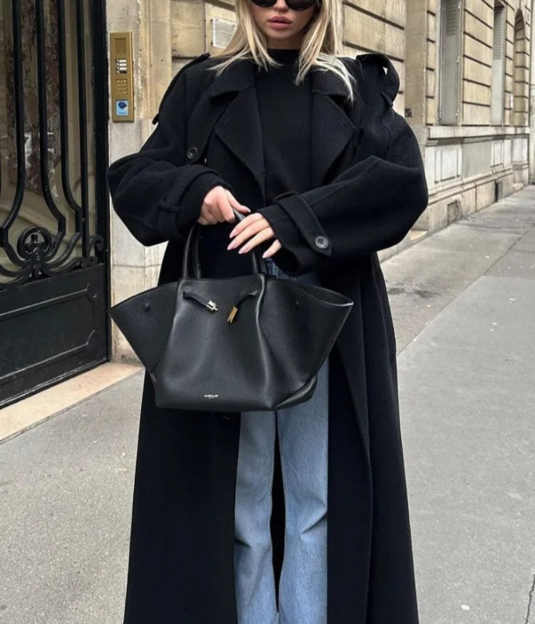Manteau femme Inka – long manteau oversize en laine mélangée à double boutonnage