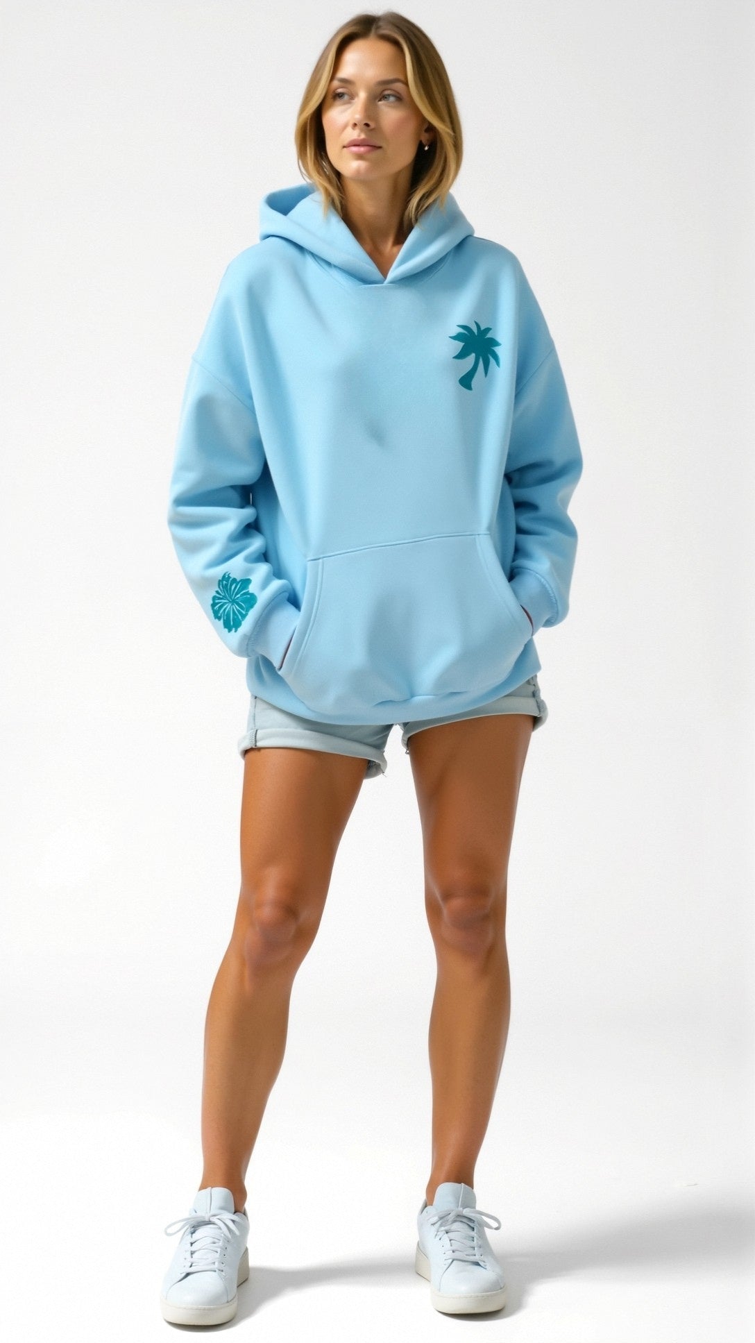 Sweat à capuche femme Abigail — hoodie brodé tropical, coupe ample & confortable