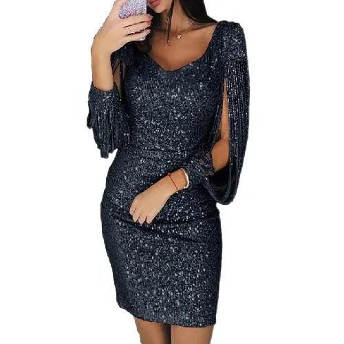 Robe de soirée femme Anika à paillettes — longue robe élégante pour fêtes & mariages