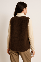 Gilet femme Dione en peluche — sans manches doux & élégant, idéal mi-saison
