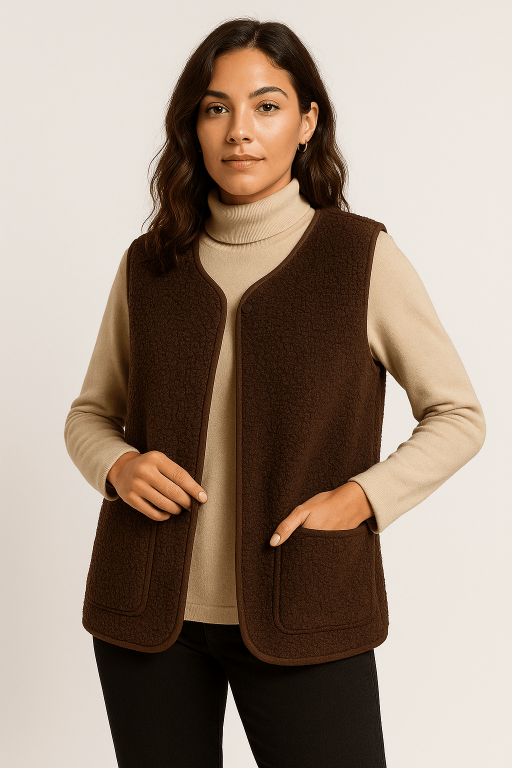 Gilet femme Dione en peluche — sans manches doux & élégant, idéal mi-saison