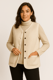 Gilet femme Dione en peluche — sans manches doux & élégant, idéal mi-saison