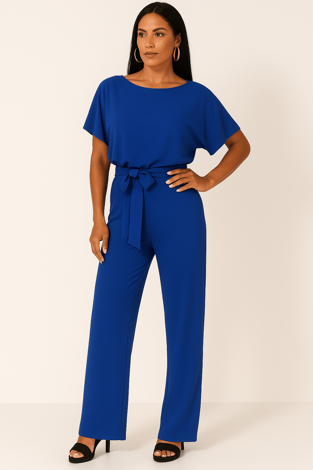 Combinaison femme Elva avec ceinture à nouer — élégante tenue de jour & de soirée