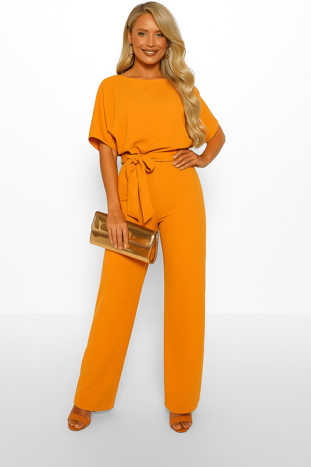 Combinaison femme Elva avec ceinture à nouer — élégante tenue de jour & de soirée