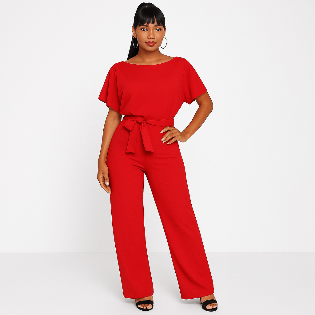 Combinaison femme Elva avec ceinture à nouer — élégante tenue de jour & de soirée