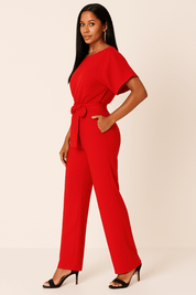 Combinaison femme Elva avec ceinture à nouer — élégante tenue de jour & de soirée