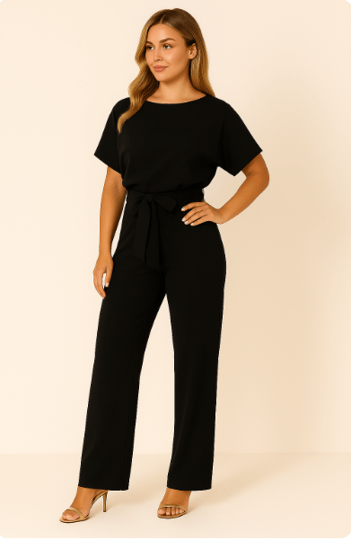 Combinaison femme Elva avec ceinture à nouer — élégante tenue de jour & de soirée