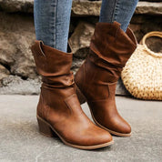 Bottes femme Kamila – bottes plissées élégantes à talon confortable & style casual chic