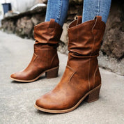 Bottes femme Kamila – bottes plissées élégantes à talon confortable & style casual chic