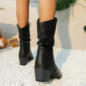Bottes femme Kamila – bottes plissées élégantes à talon confortable & style casual chic