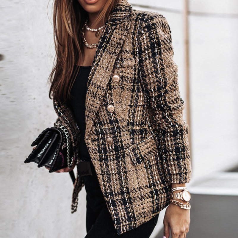 Blazer femme Tove – veste à carreaux élégante à coupe cintrée et style classique