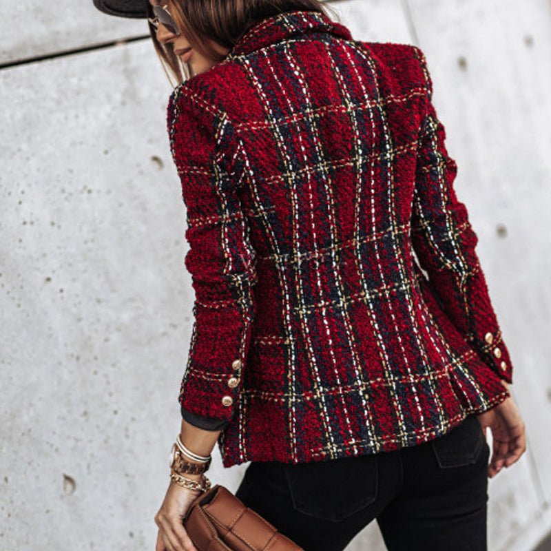 Blazer femme Tove – veste à carreaux élégante à coupe cintrée et style classique