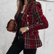 Blazer femme Tove – veste à carreaux élégante à coupe cintrée et style classique