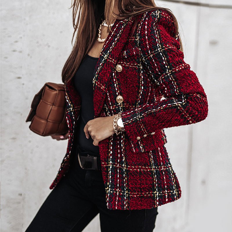 Blazer femme Tove – veste à carreaux élégante à coupe cintrée et style classique