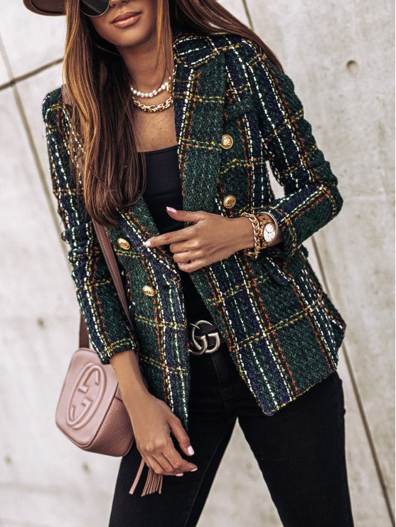 Blazer femme Tove – veste à carreaux élégante à coupe cintrée et style classique