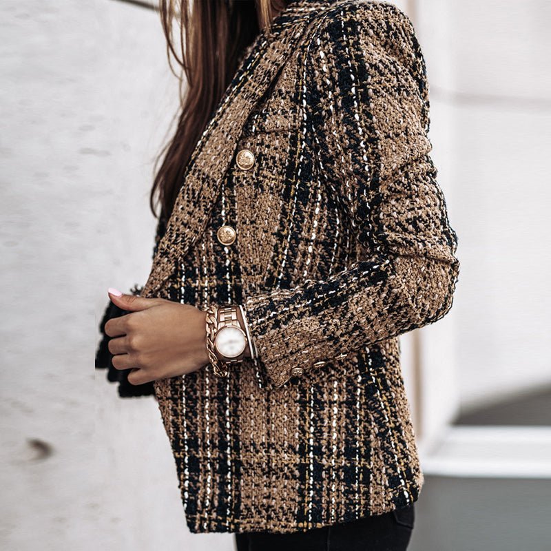 Blazer femme Tove – veste à carreaux élégante à coupe cintrée et style classique