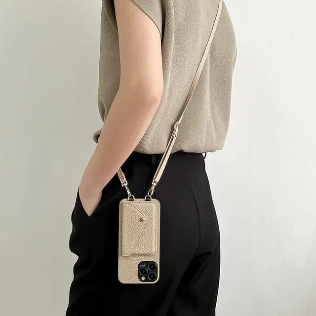 Étui téléphone femme en cuir – pochette crossbody avec porte-cartes & bandoulière amovible