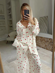 Pyjama femme Lola coton — ensemble deux pièces doux & respirant avec motif cœur