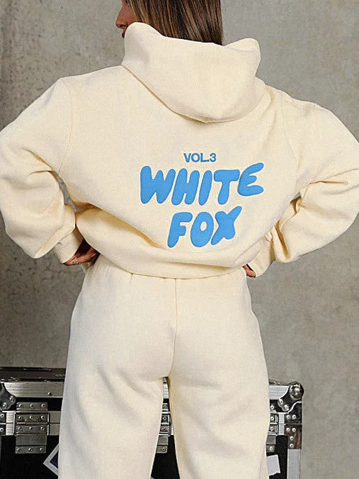 Ensemble femme Noa – survêtement blanc en coton premium avec hoodie & coupe ample