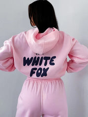 Ensemble femme Noa – survêtement blanc en coton premium avec hoodie & coupe ample