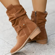 Bottines femme en suédine avec semelle moelleuse & confortable