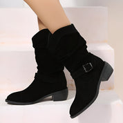 Bottines femme en suédine avec semelle moelleuse & confortable