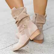 Bottines femme en suédine avec semelle moelleuse & confortable