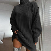 Pull long Lilia oversize col montant & manches extra-longues hiver cosy